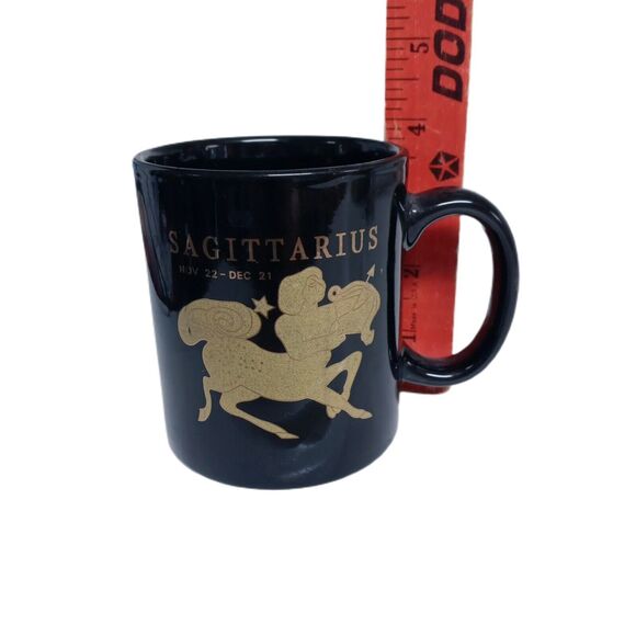 ♐ Sagittarius Zodiac Mug ☕ Astrology Gift Black Gold Decor - Picture 9 of 9